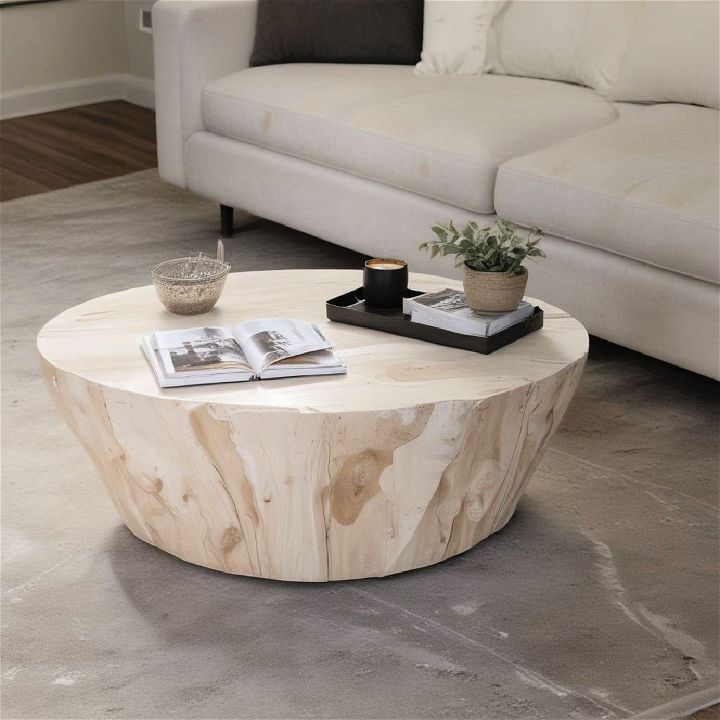whitewashed wood coffee table