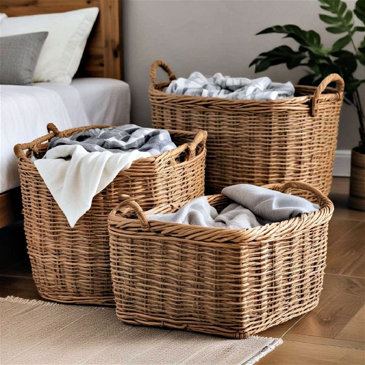 wicker baskets for blanket storage