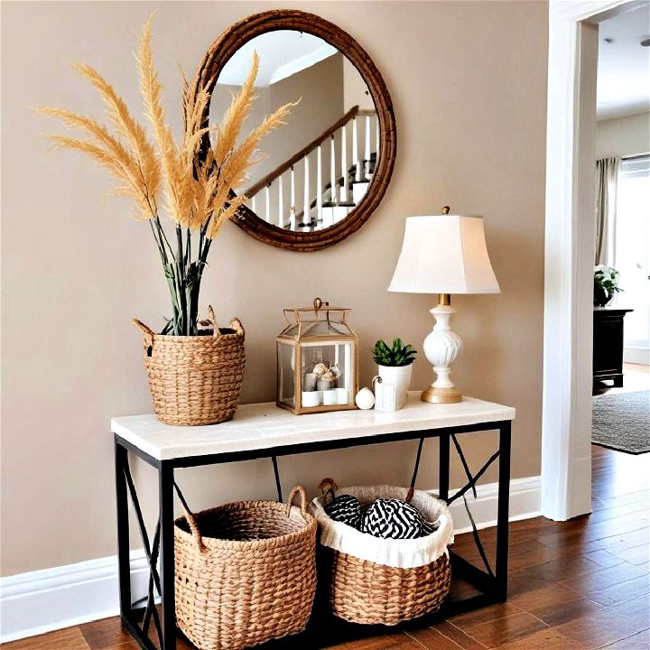 wicker baskets for storing quick grab items