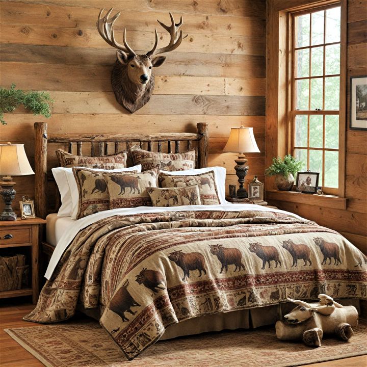 wildlife inspired log cabin interior decor