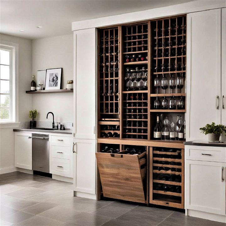 wine storage wall for kitchenette