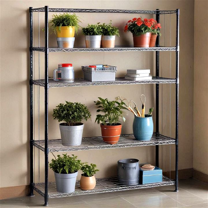 wire shelving for gardening supplies