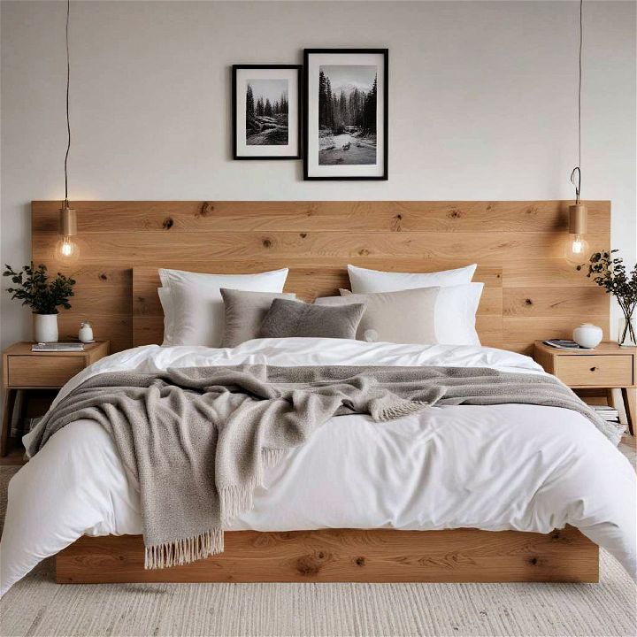 wooden accents scandinavian bedroom
