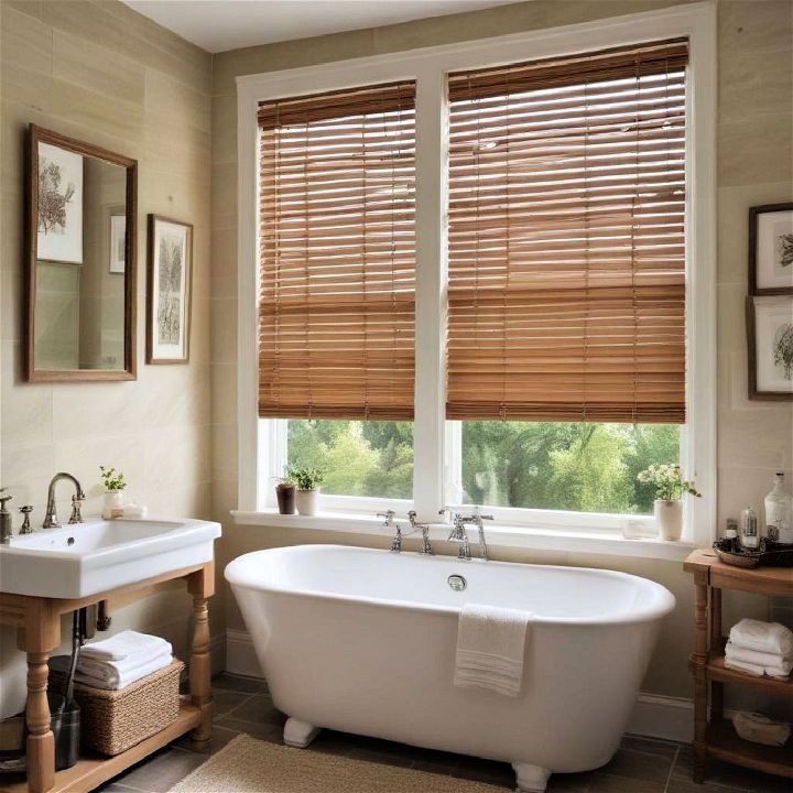 wooden blinds for country style bathroom