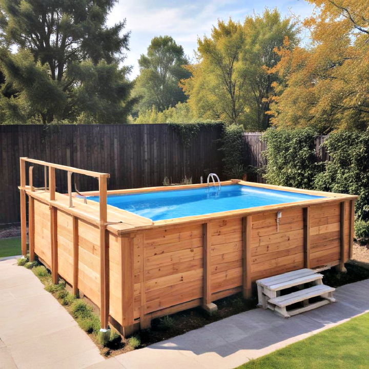 wooden frame above ground pool