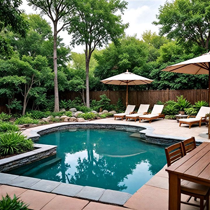 zen garden inspired pool patio