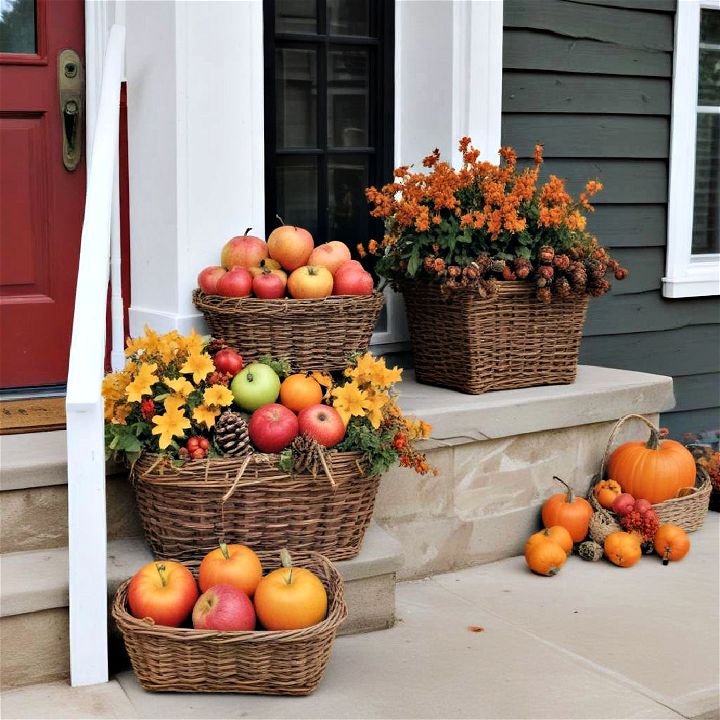Harvest Baskets on porch steps