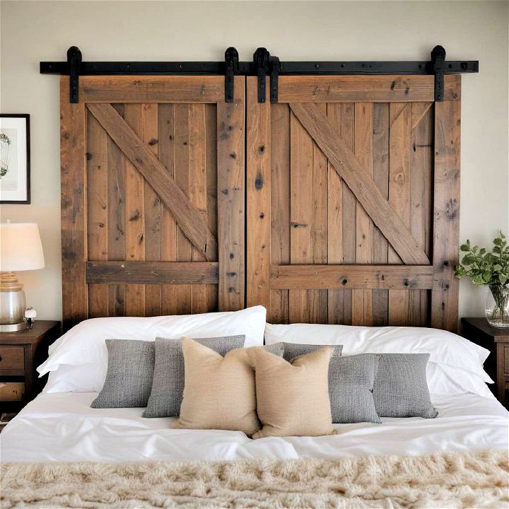 Use a Barn Door as no headboard