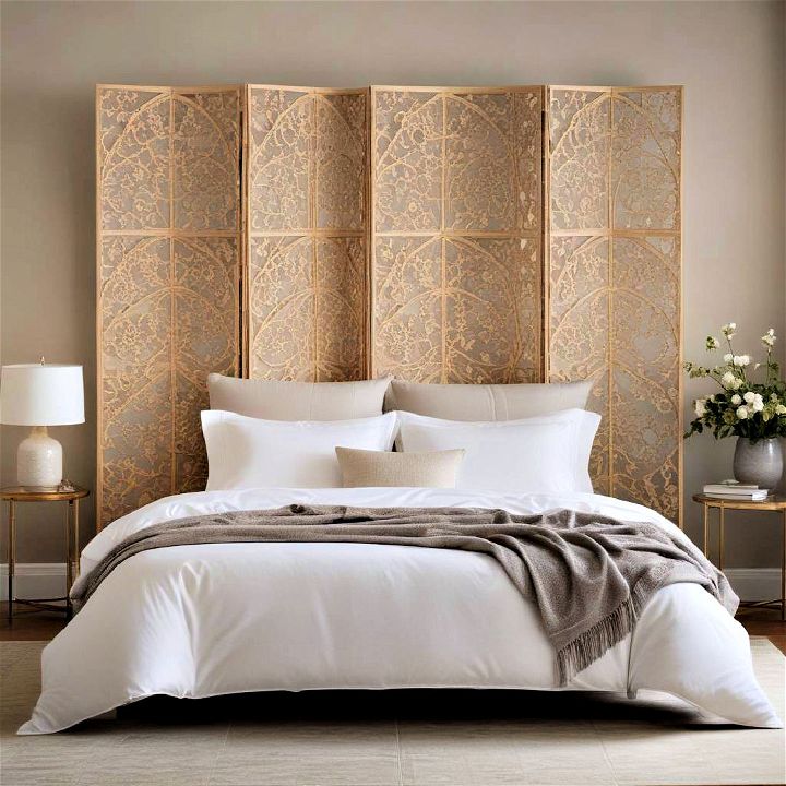 Use a Folding Screen as headboard