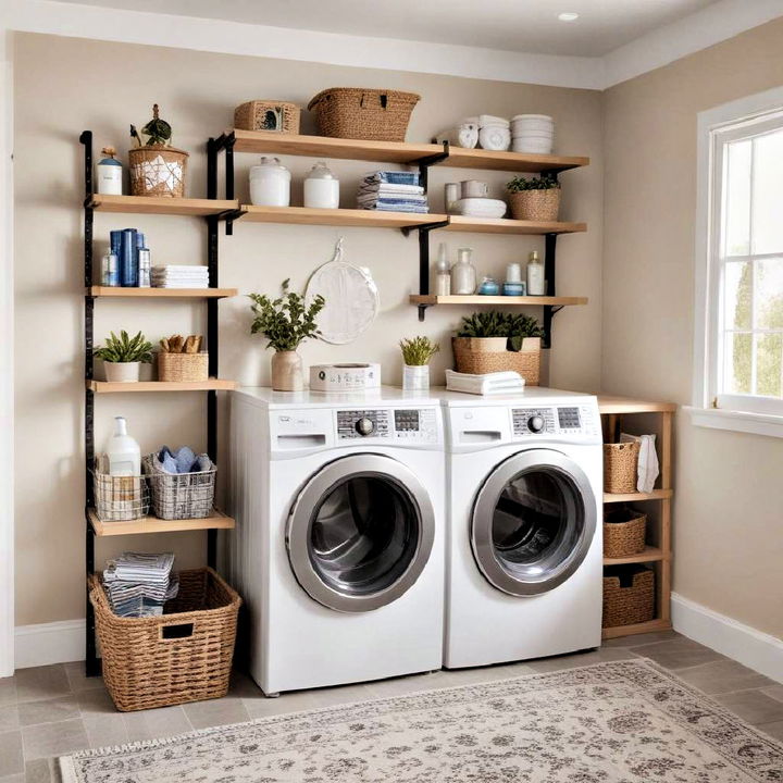 above washer dryer shelves