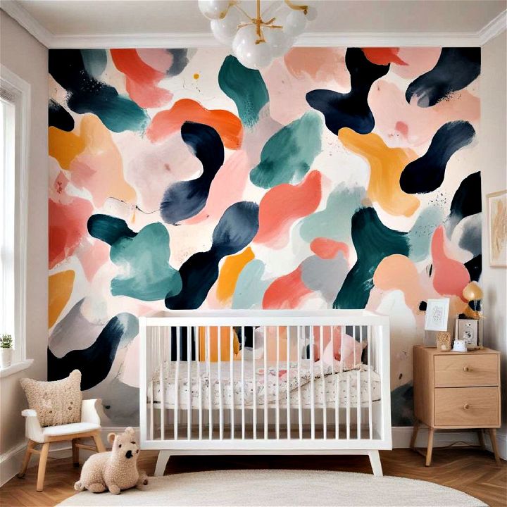 abstract art on the nursery wall