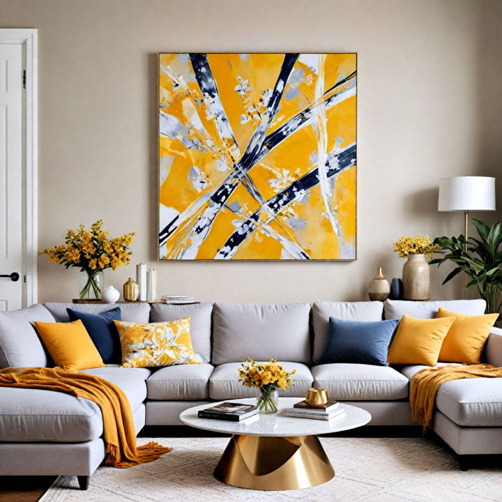 abstract artwork for yellow living room