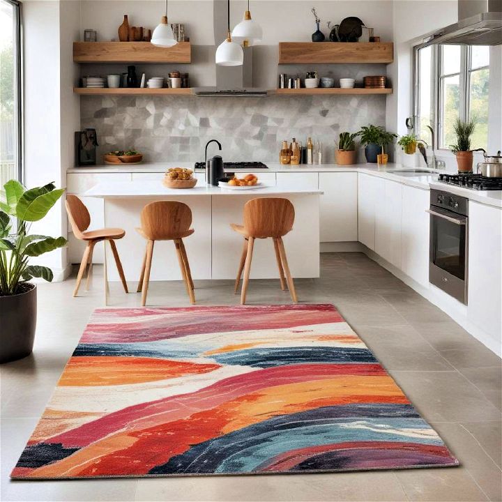 abstract kitchen rug to inject creativity