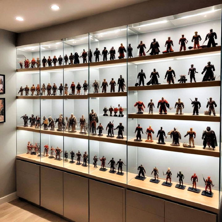 action figure display glass cabinet