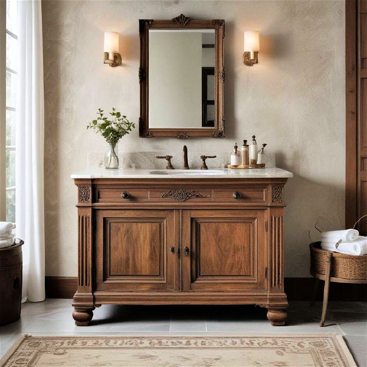 add charm with an antique wood vanity