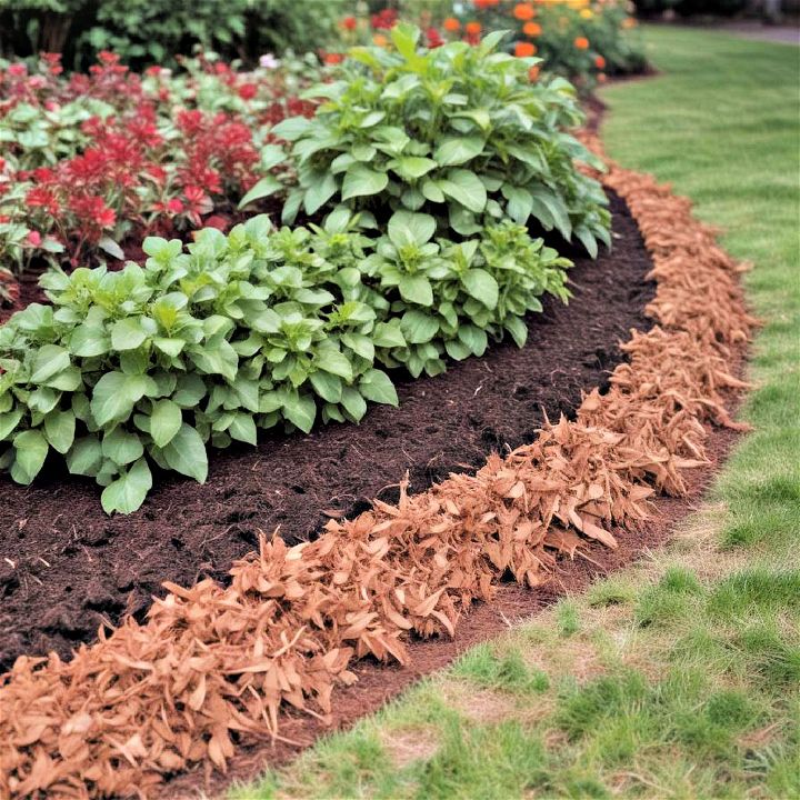 adding mulch to garden bed