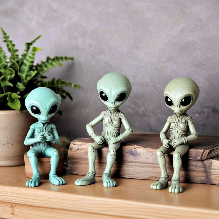 alien figurines for space themed room