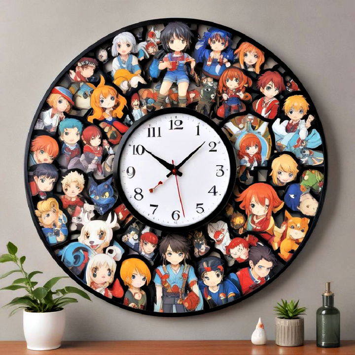 anime themed wall mounted clock