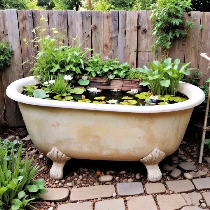 antique bathtub raised pond