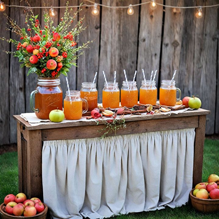 apple cider bar for fall wedding