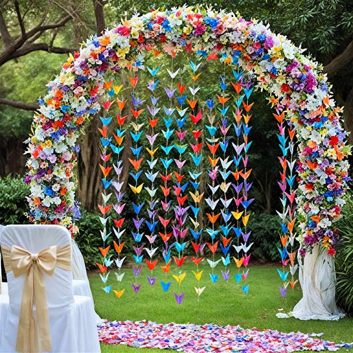 artistic origami paper crane arch