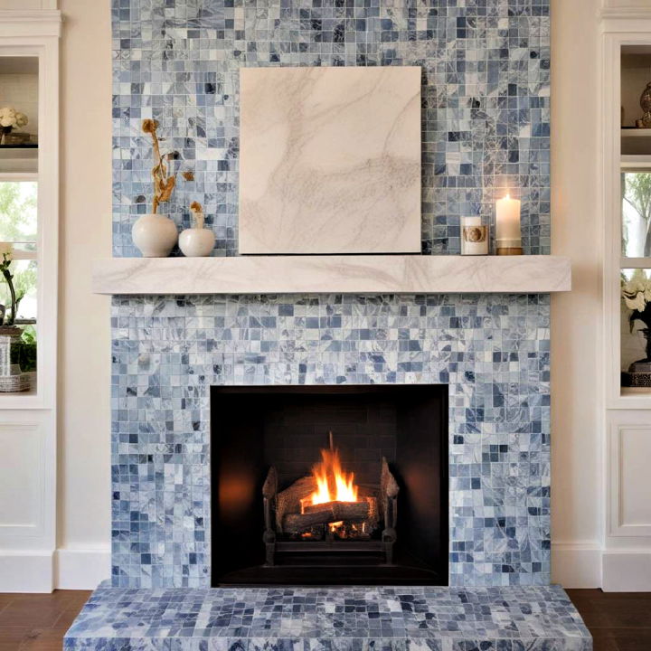 artistic retreat marble mosaic fireplace
