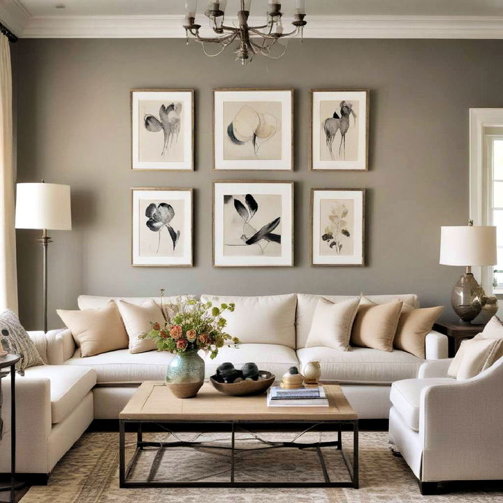 artwork and accessories for long living room