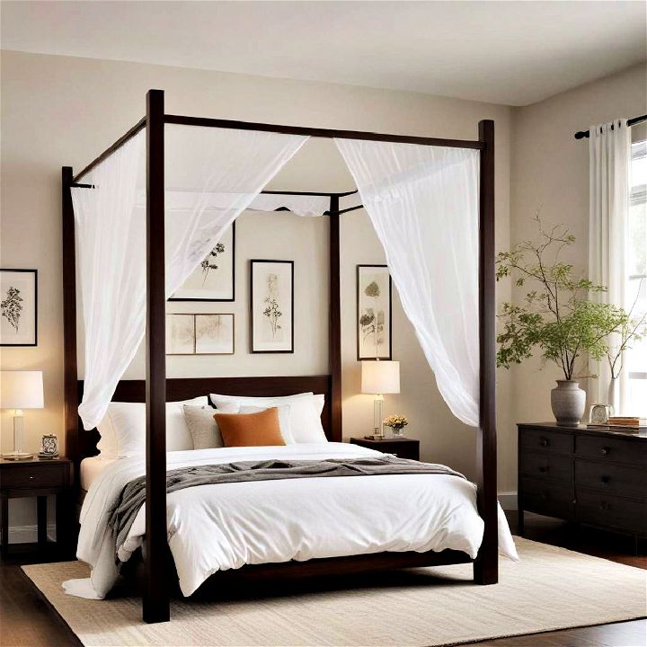 asian inspired canopy bed minimalist design