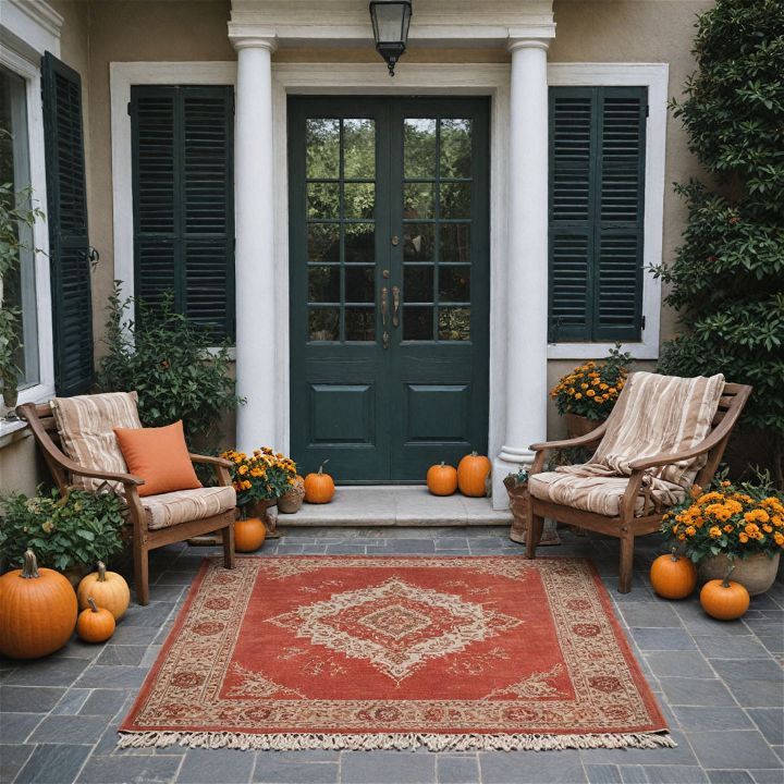 autumnal colors outdoor rug