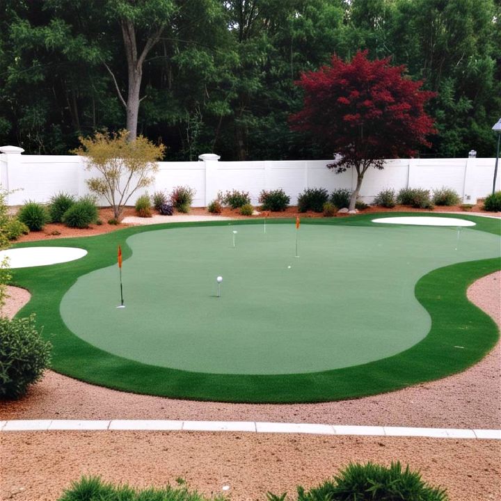 backyard putting green with sand traps