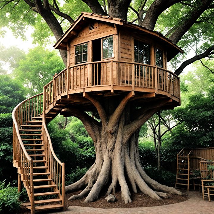 backyard treehouse for kids and adults