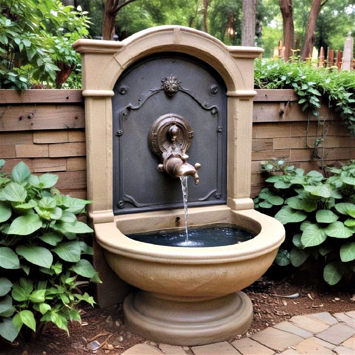 backyard with a drinking fountain