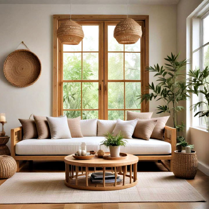 bamboo accents earthy living room
