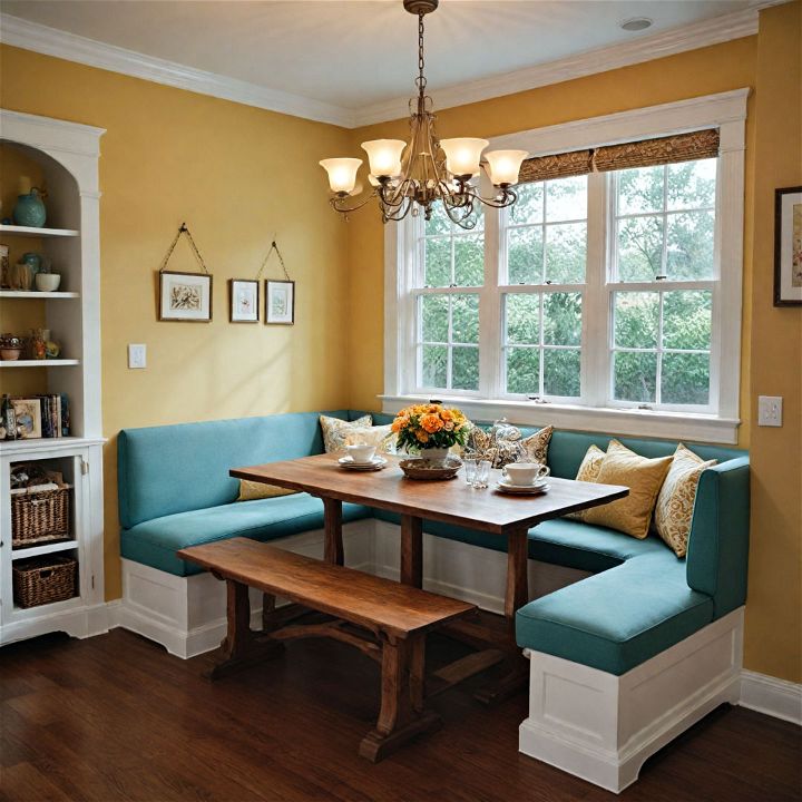 banquette seating eclectic kitchen