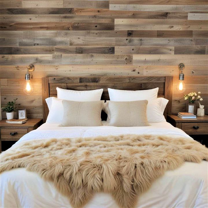 barnwood headboard accent wall