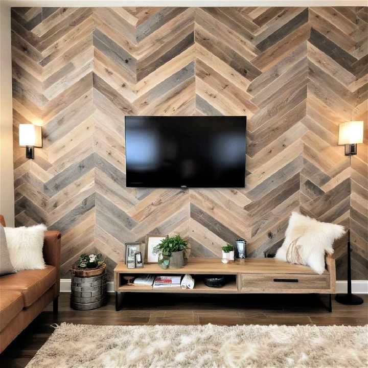 barnwood herringbone pattern wall