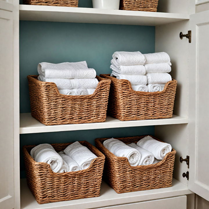 baskets and bins for bathroom storage