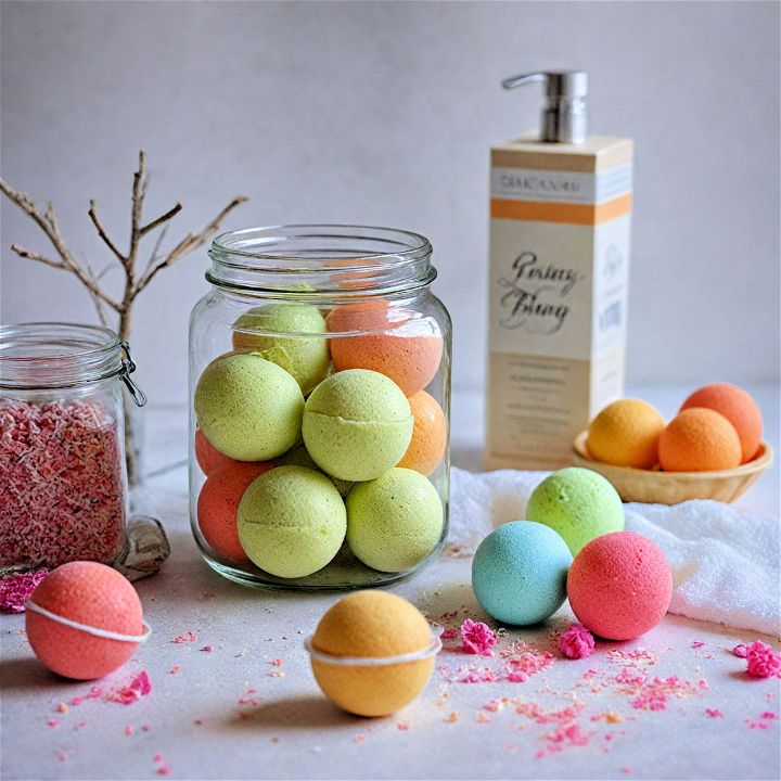 bath bombs and salts for a romantic retreat