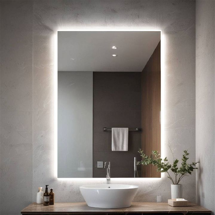 bathroom backlit mirror design
