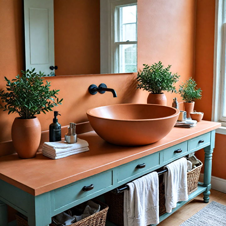 bathroom counters with terracotta