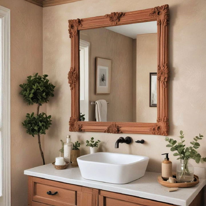 bathroom terracotta mirror frame