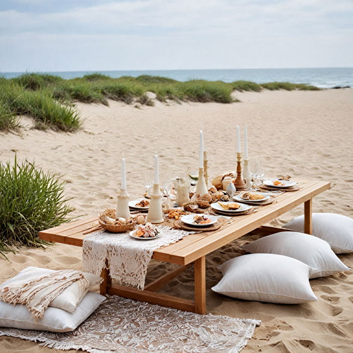 beach picnic table setting