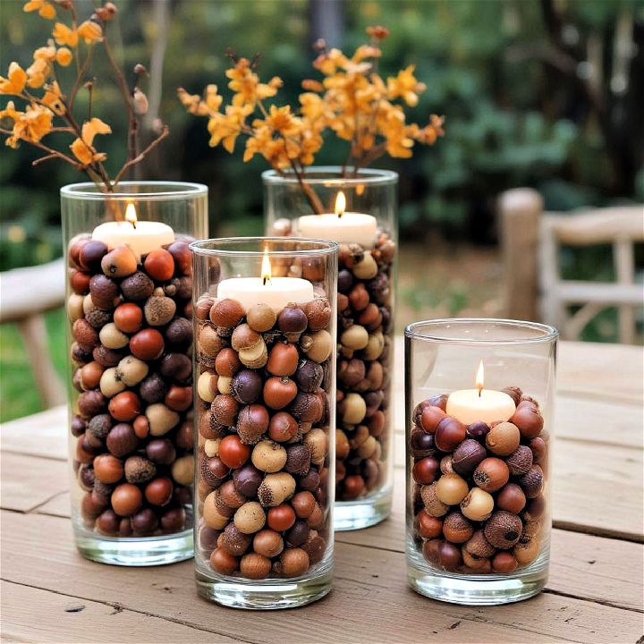 beautiful acorn fill glass vases
