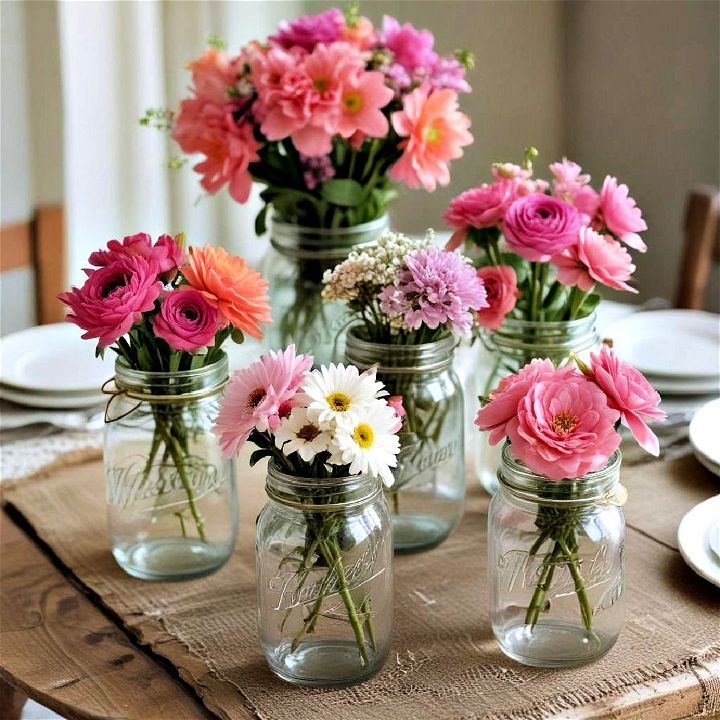 beautiful floral mason jars centerpiece