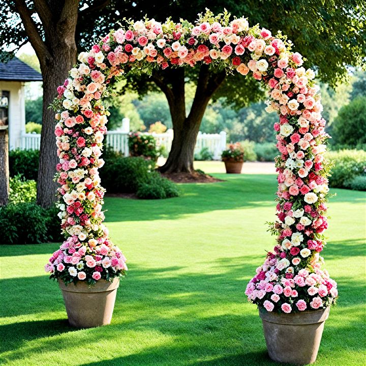 beautiful flower pot wedding arch