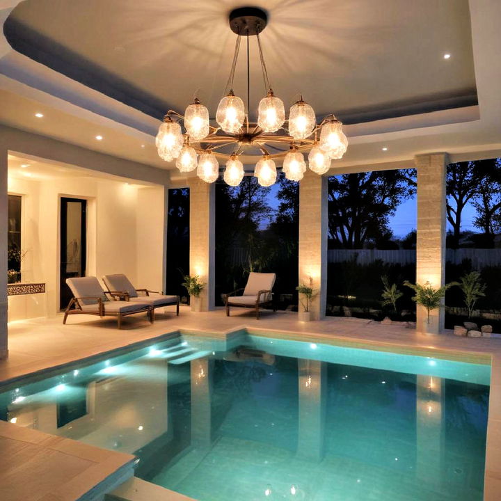 beautiful pool chandelier