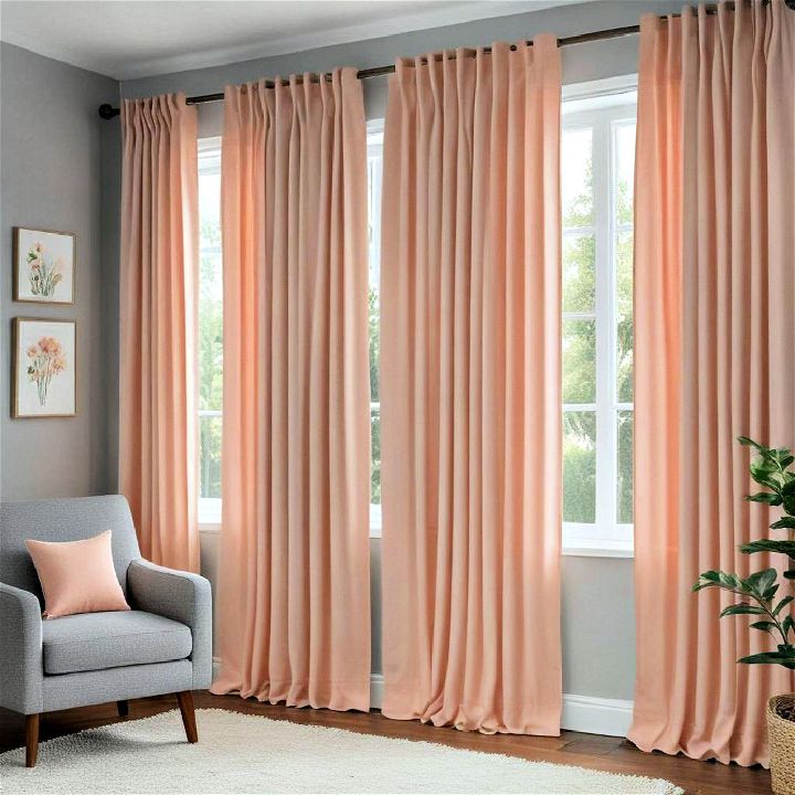 bedroom peach curtains