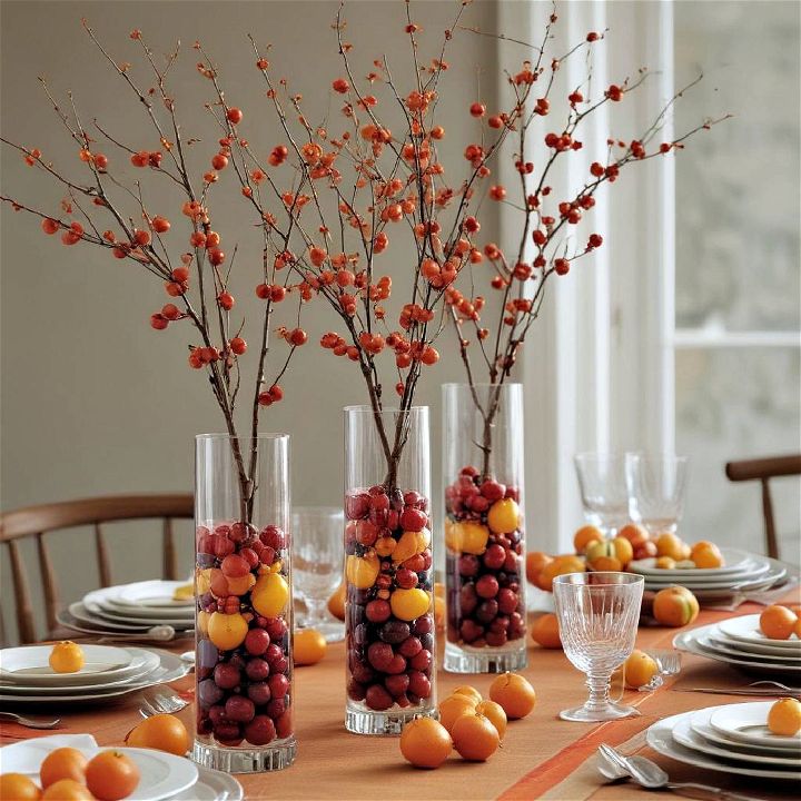 berry branch vases centerpiece