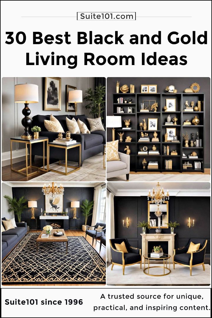 best black and gold living room ideas