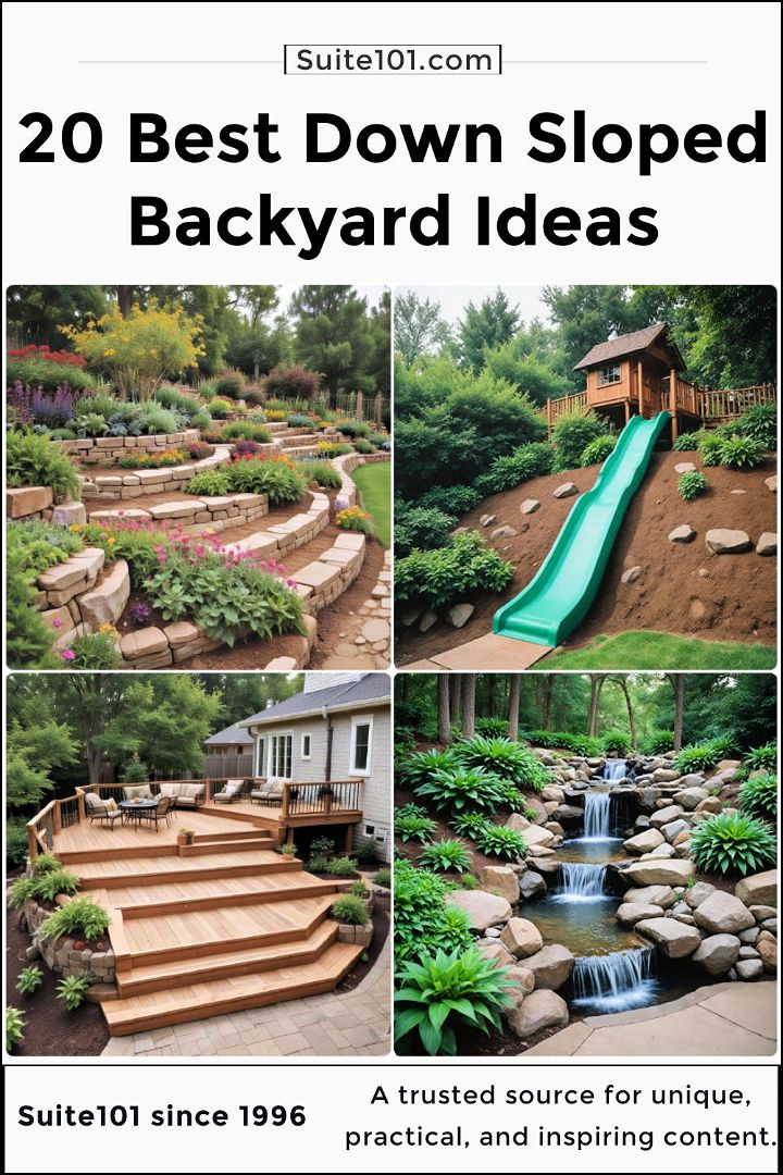 best down sloped backyard ideas